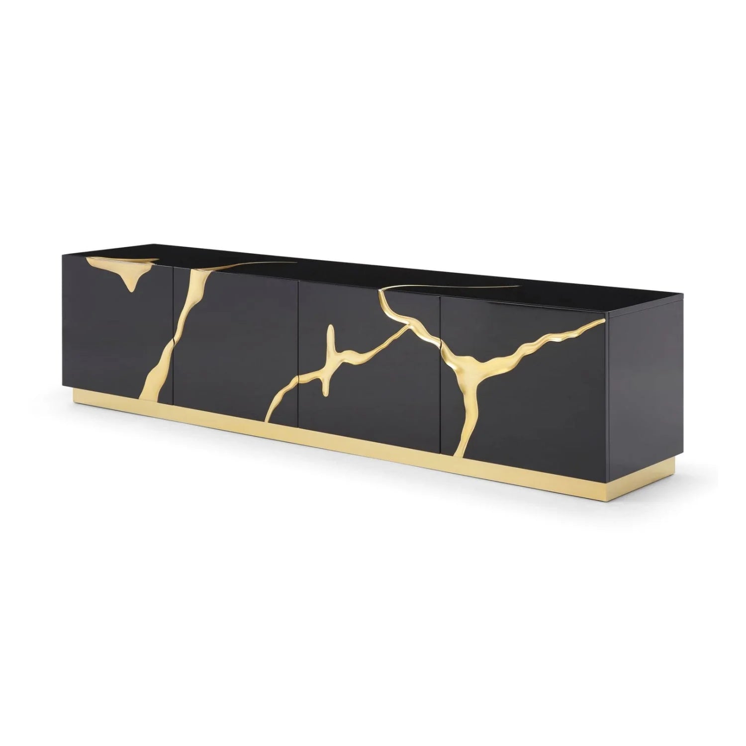 Luxury Gloss Black TV Stand Modern Italian Style for Villa