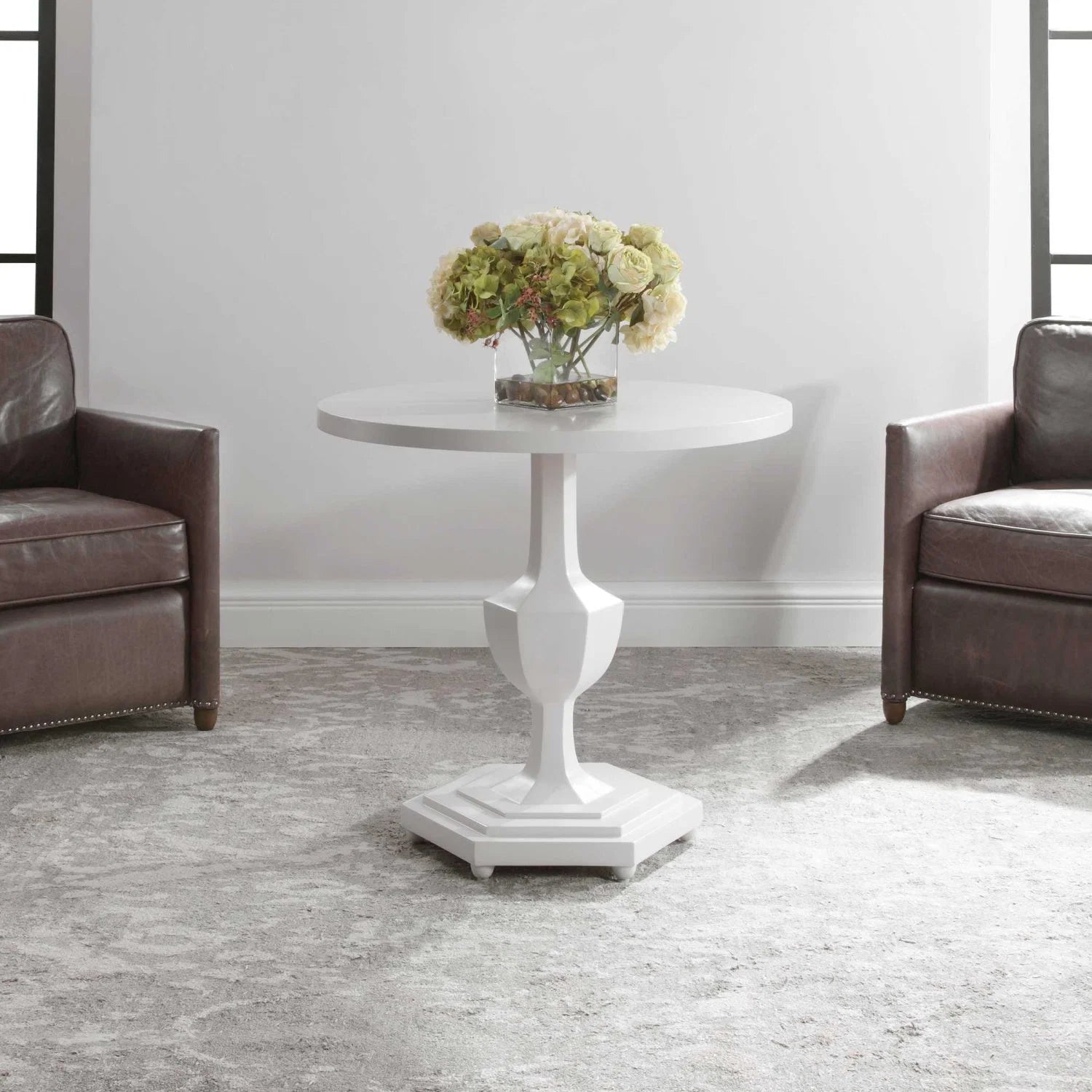 Luxury Gloss White Round Foyer Table Modern Italian Style for Villa