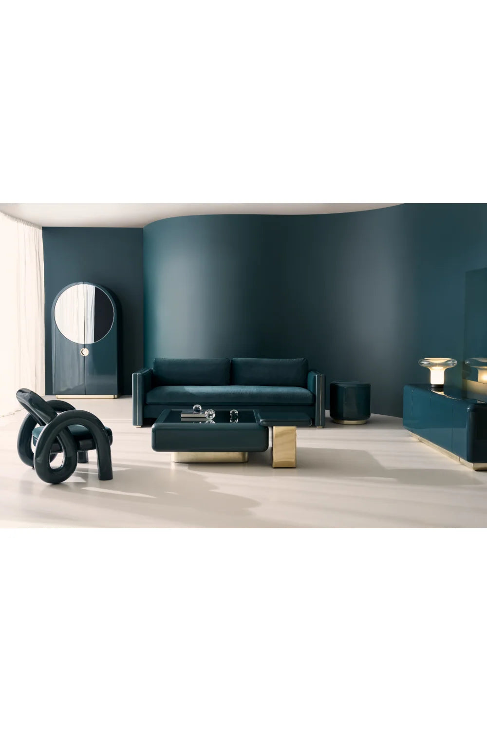 Luxury Glossy 4-Drawer Media Unit Modern Italian Style for Villa