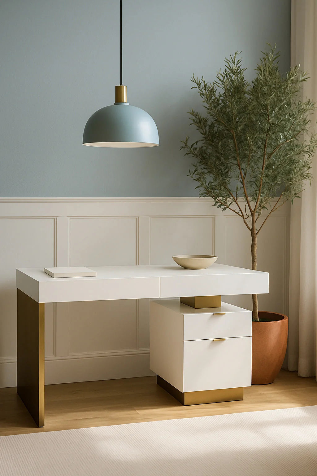 Luxury Glossy 4-Drawer Modern Desk European Style for Villa