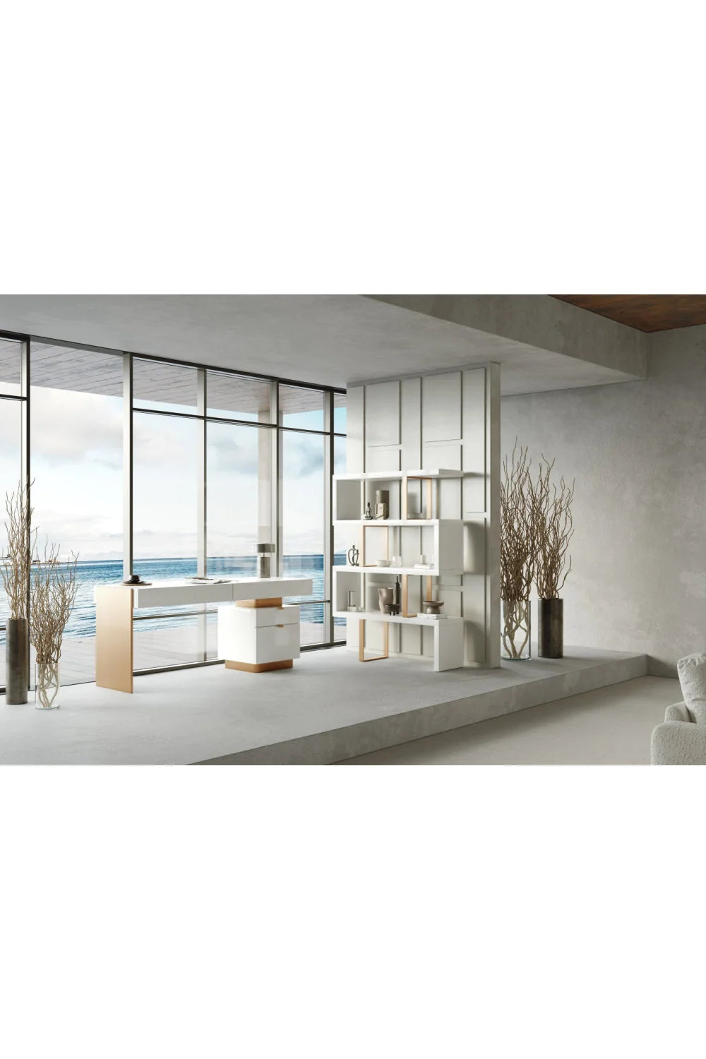 Luxury Glossy 4-Drawer Modern Desk European Style for Villa