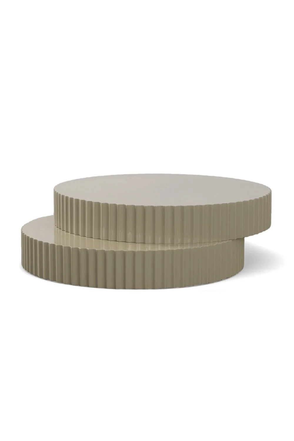 Luxury Glossy Taupe Fluted Coffee Table Modern Italian Style for Villa