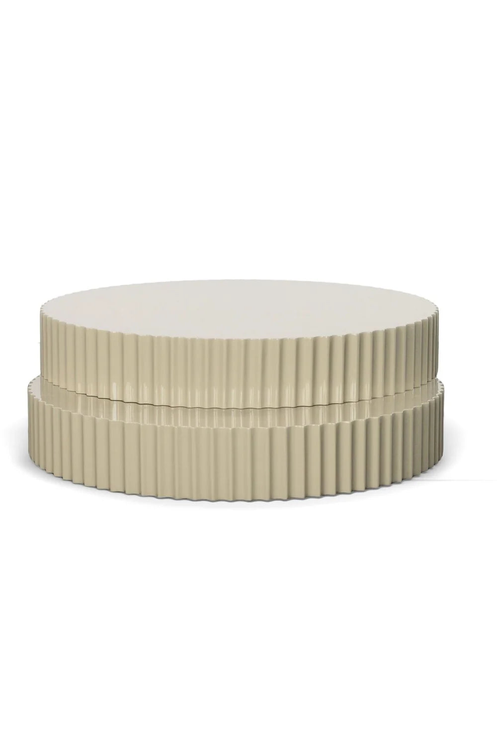 Luxury Glossy Taupe Fluted Coffee Table Modern Italian Style for Villa