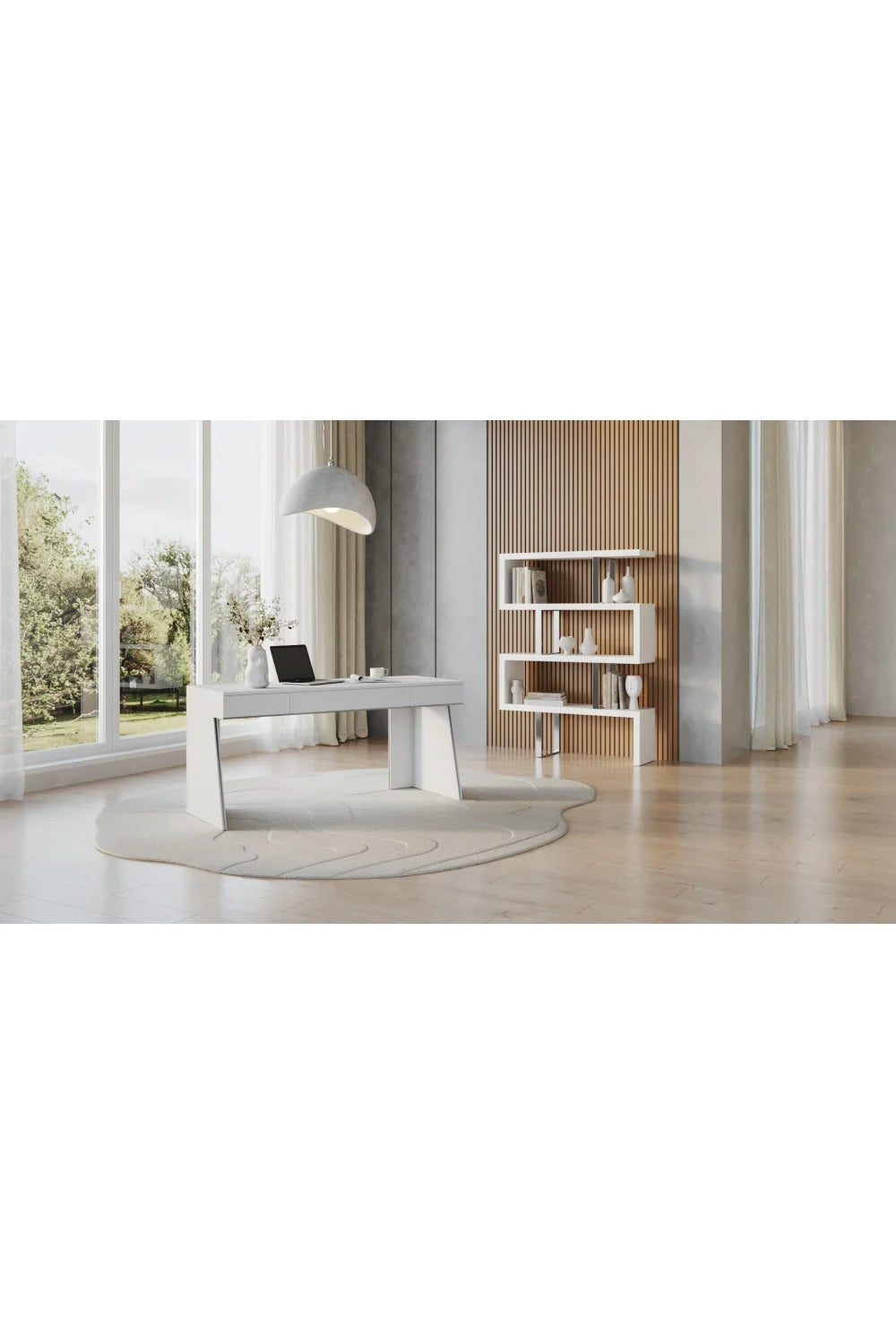 Luxury Glossy White Modern Desk European Style for Villa