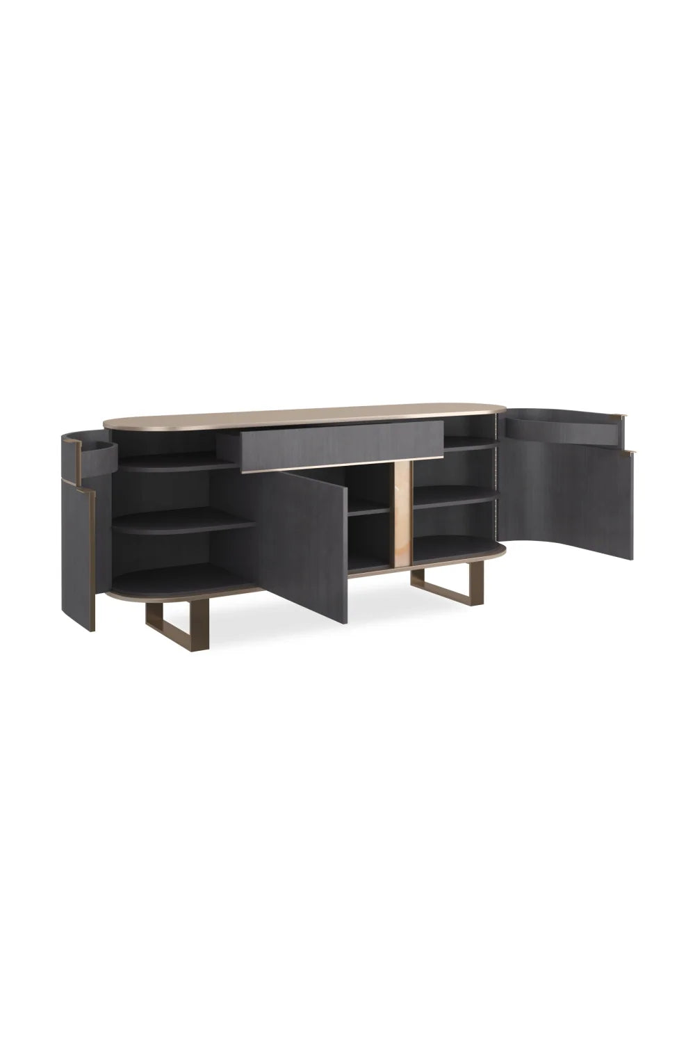 Luxury Gold 3-Door Sideboard European Style for Villa