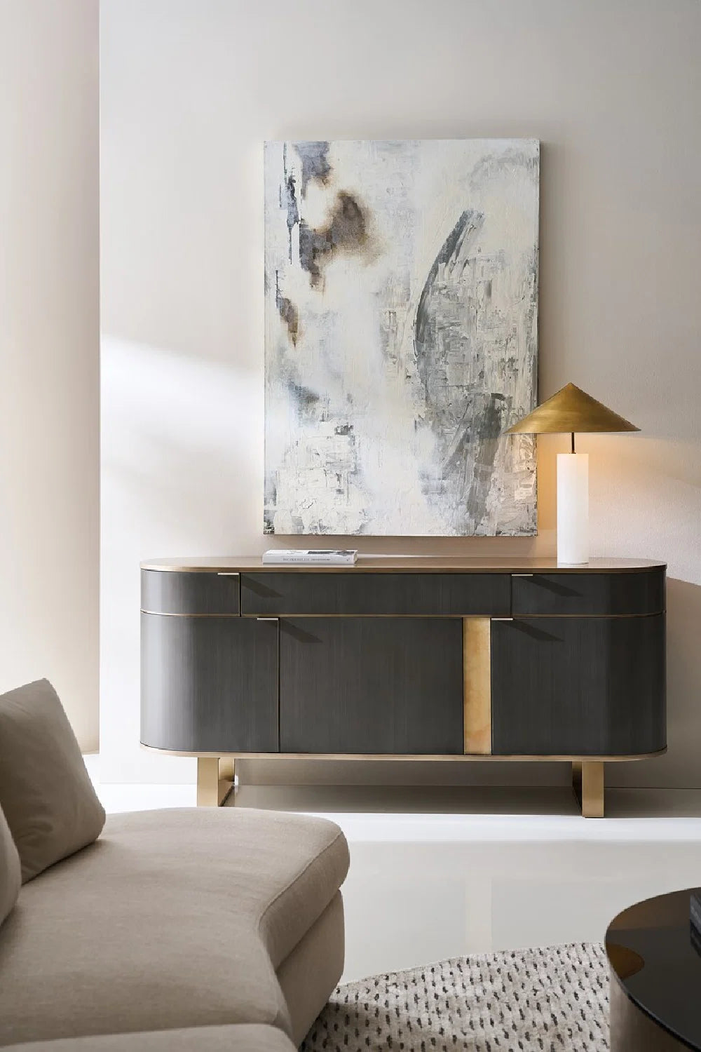 Luxury Gold 3-Door Sideboard European Style for Villa