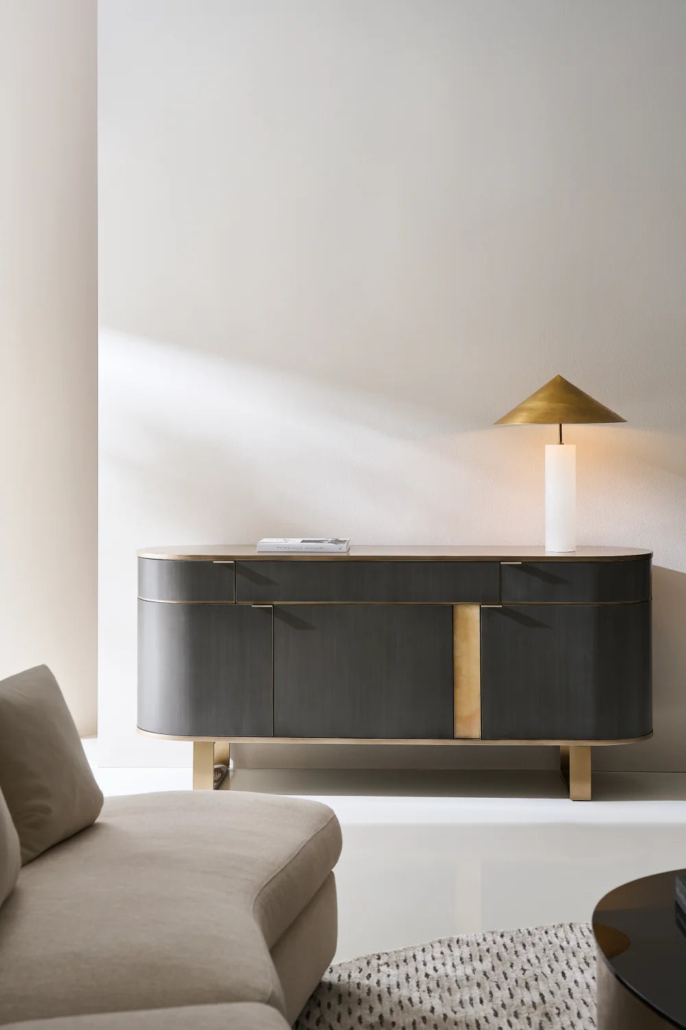 Luxury Gold 3-Door Sideboard European Style for Villa