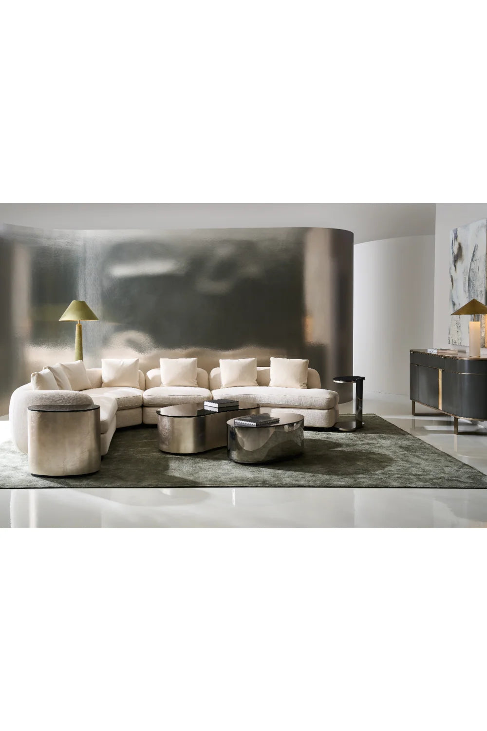 Luxury Gold 3-Door Sideboard European Style for Villa