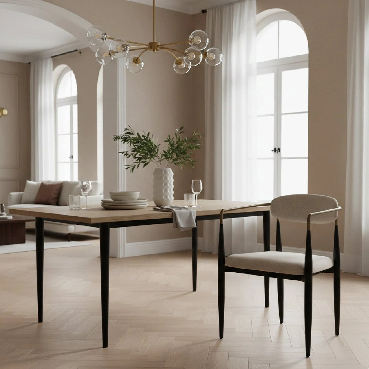 Luxury Gold-Armed Modern Dining Armchair European Style for Villa