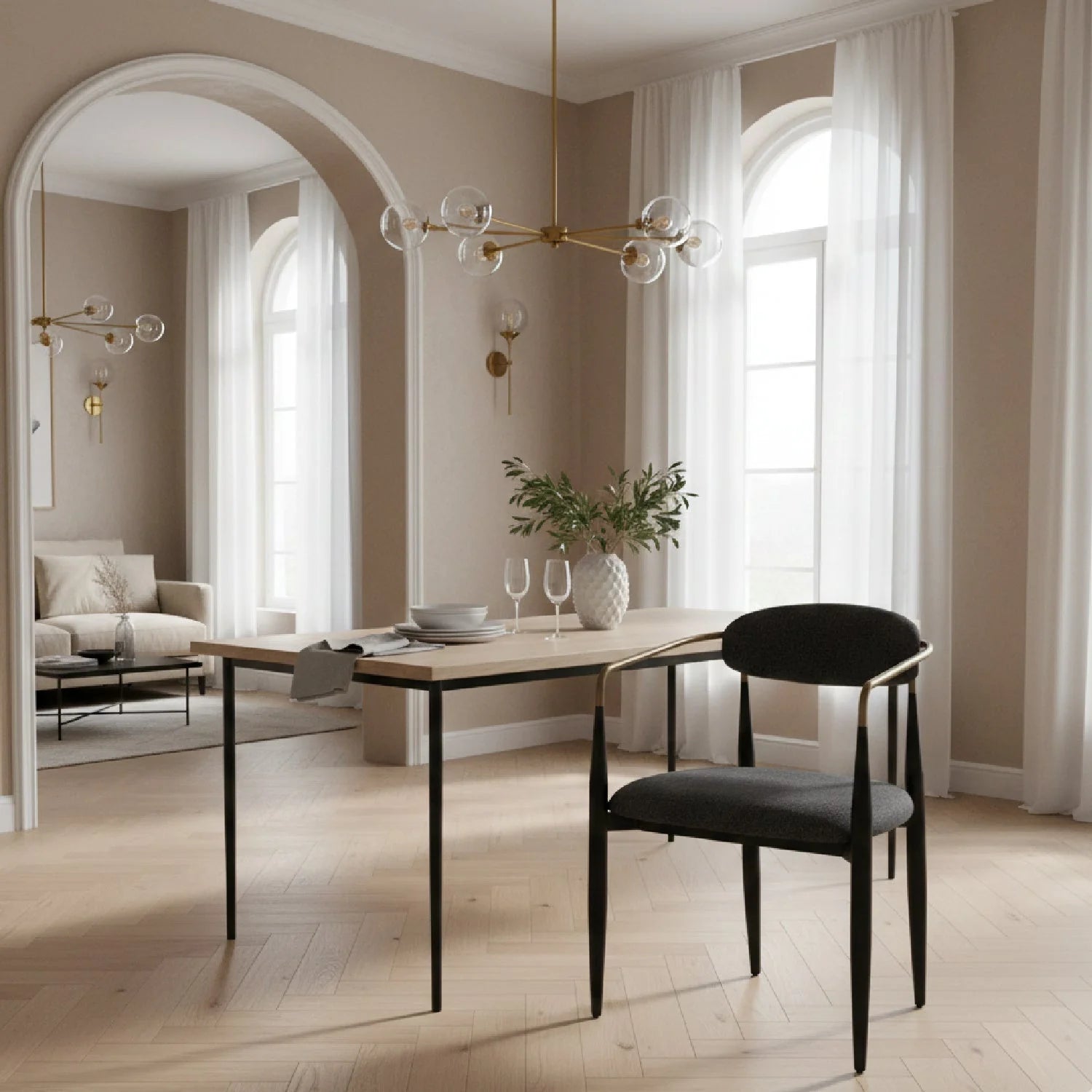 Luxury Gold-Armed Modern Dining Armchair European Style for Villa