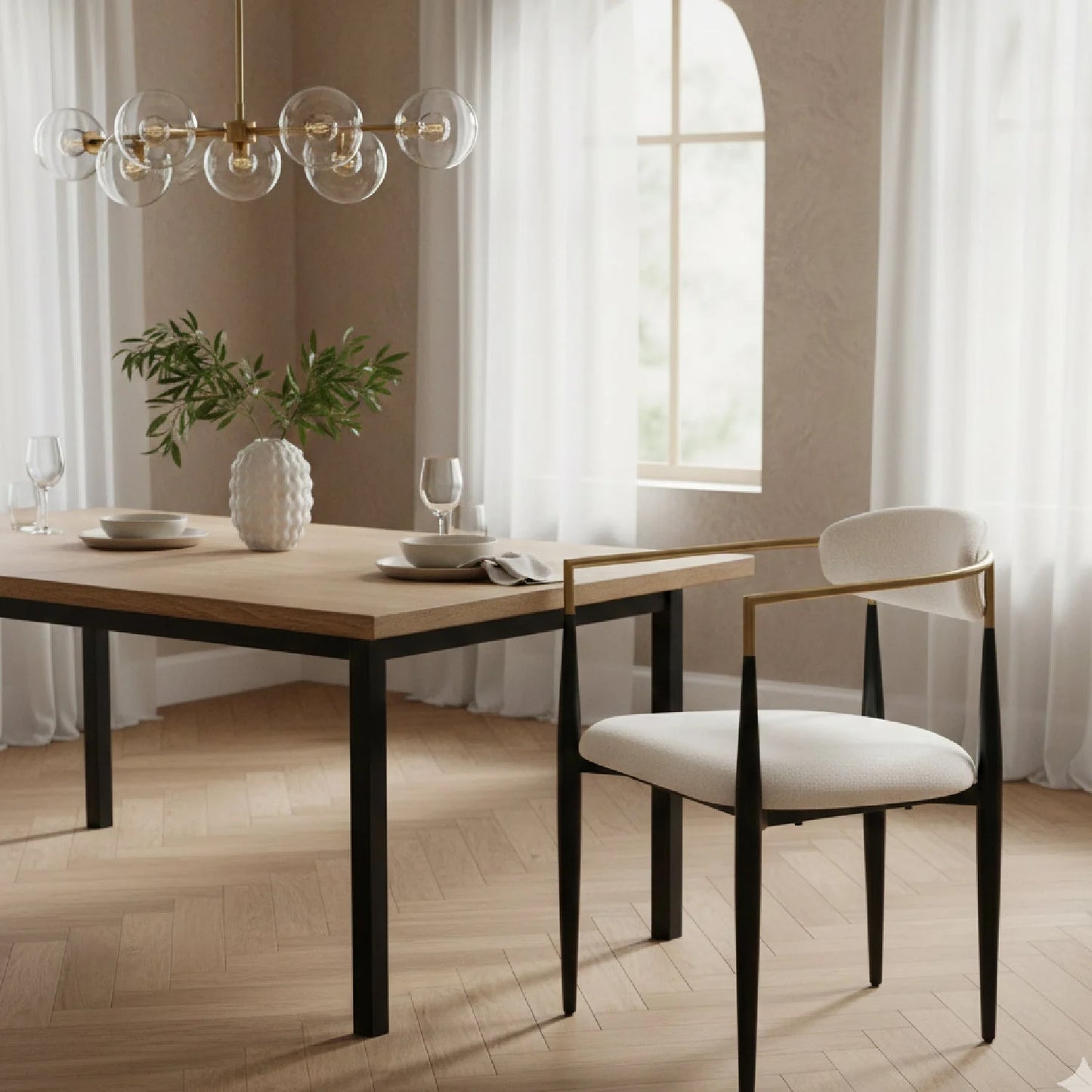 Luxury Gold-Armed Modern Dining Armchair European Style for Villa