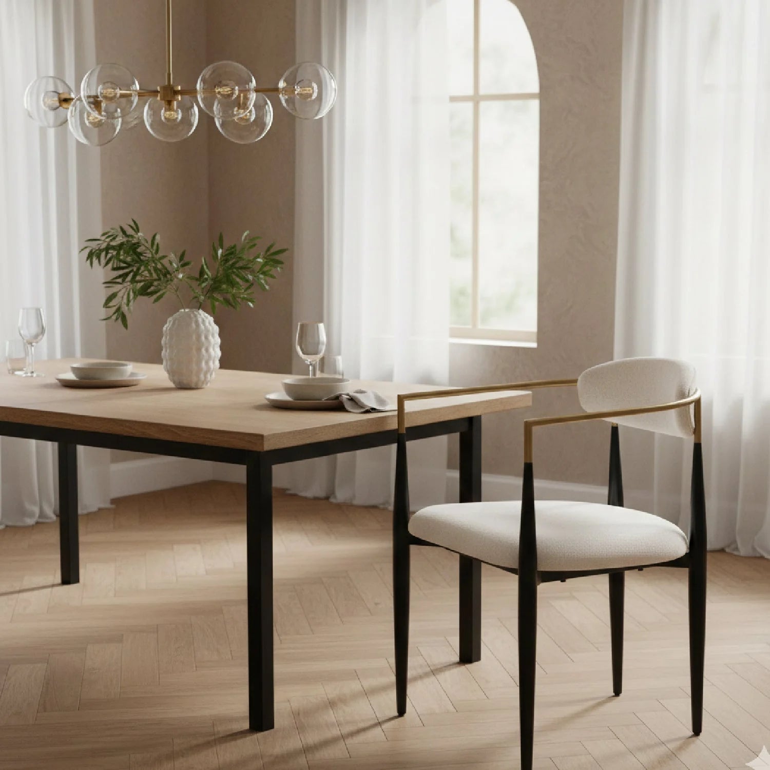 Luxury Gold-Armed Modern Dining Armchair European Style for Villa