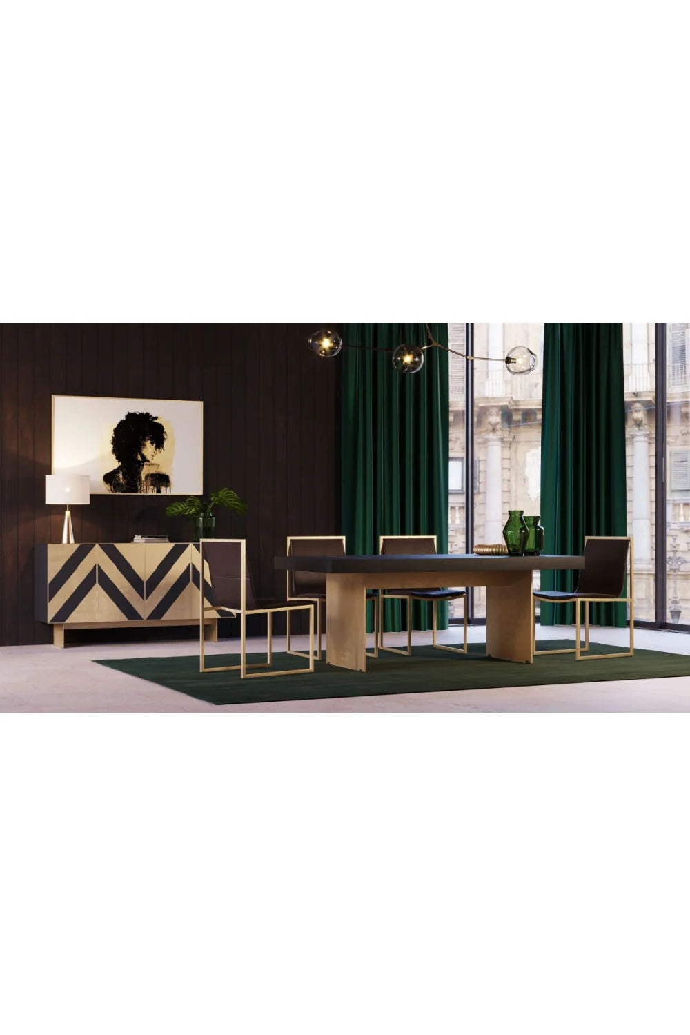 Luxury Gold Chevron Modern Buffet Sideboard European Style for Villa