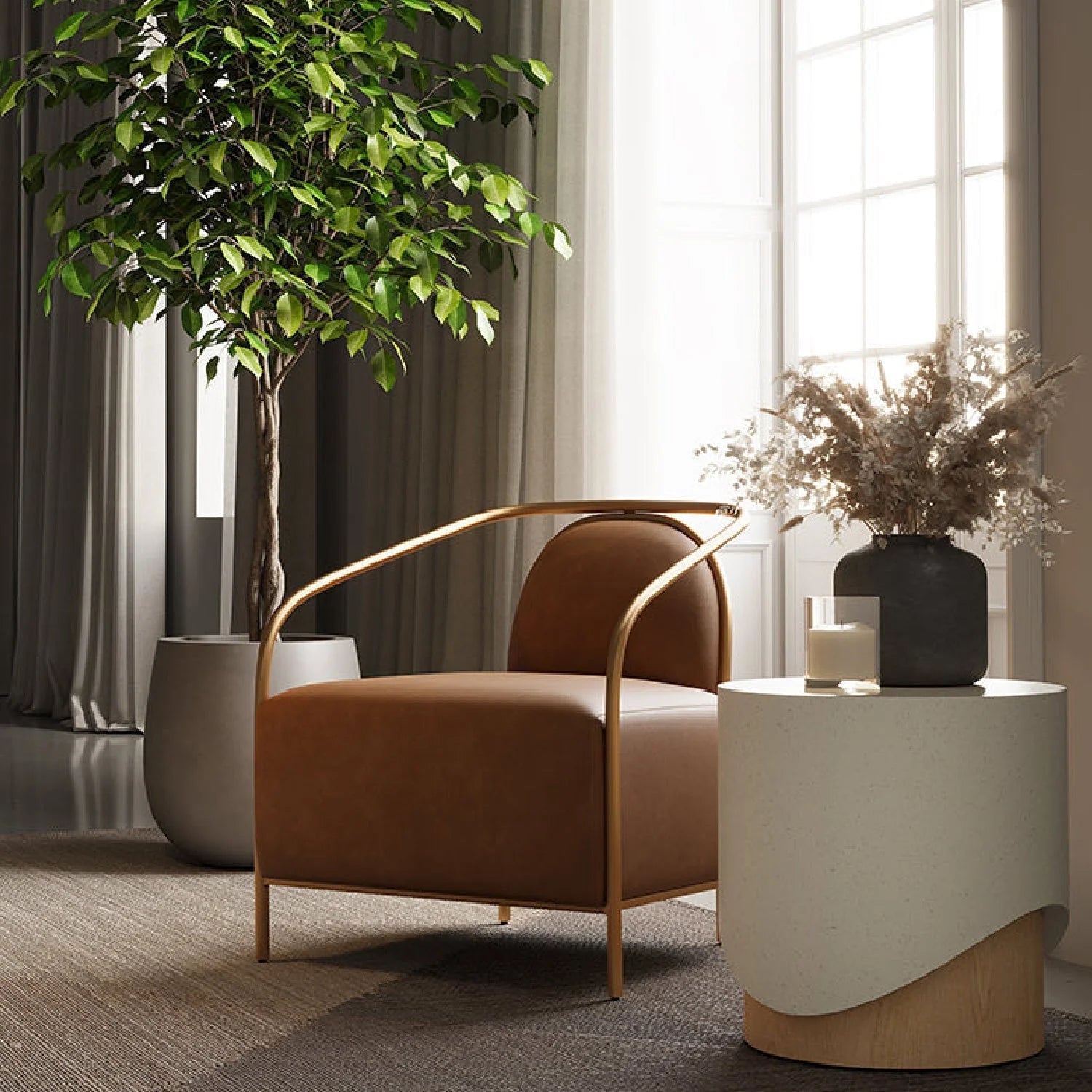 Luxury Gold Frame Lounge Chair Modern Italian Style for Villa