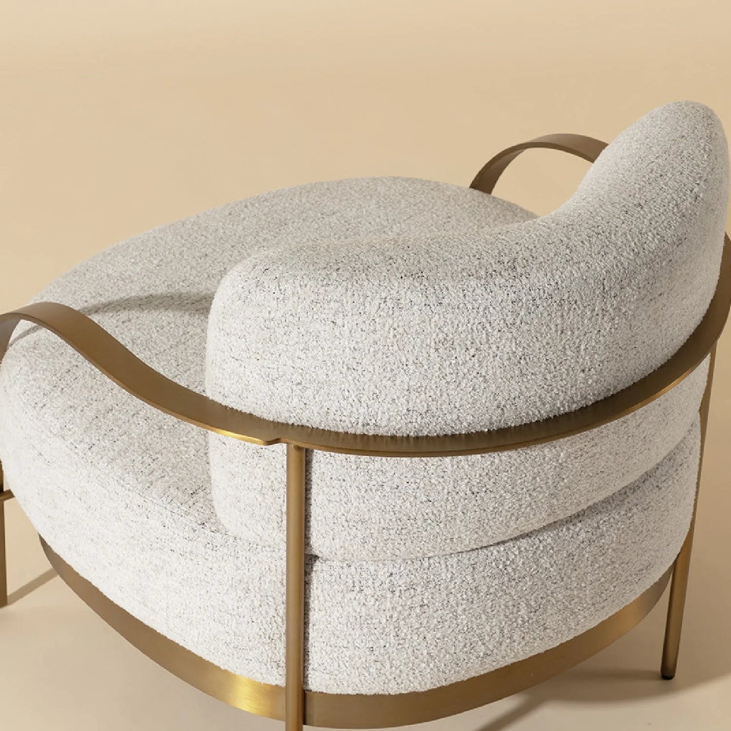 Luxury Gold Framed Fabric Lounge Chair European Style for Villa