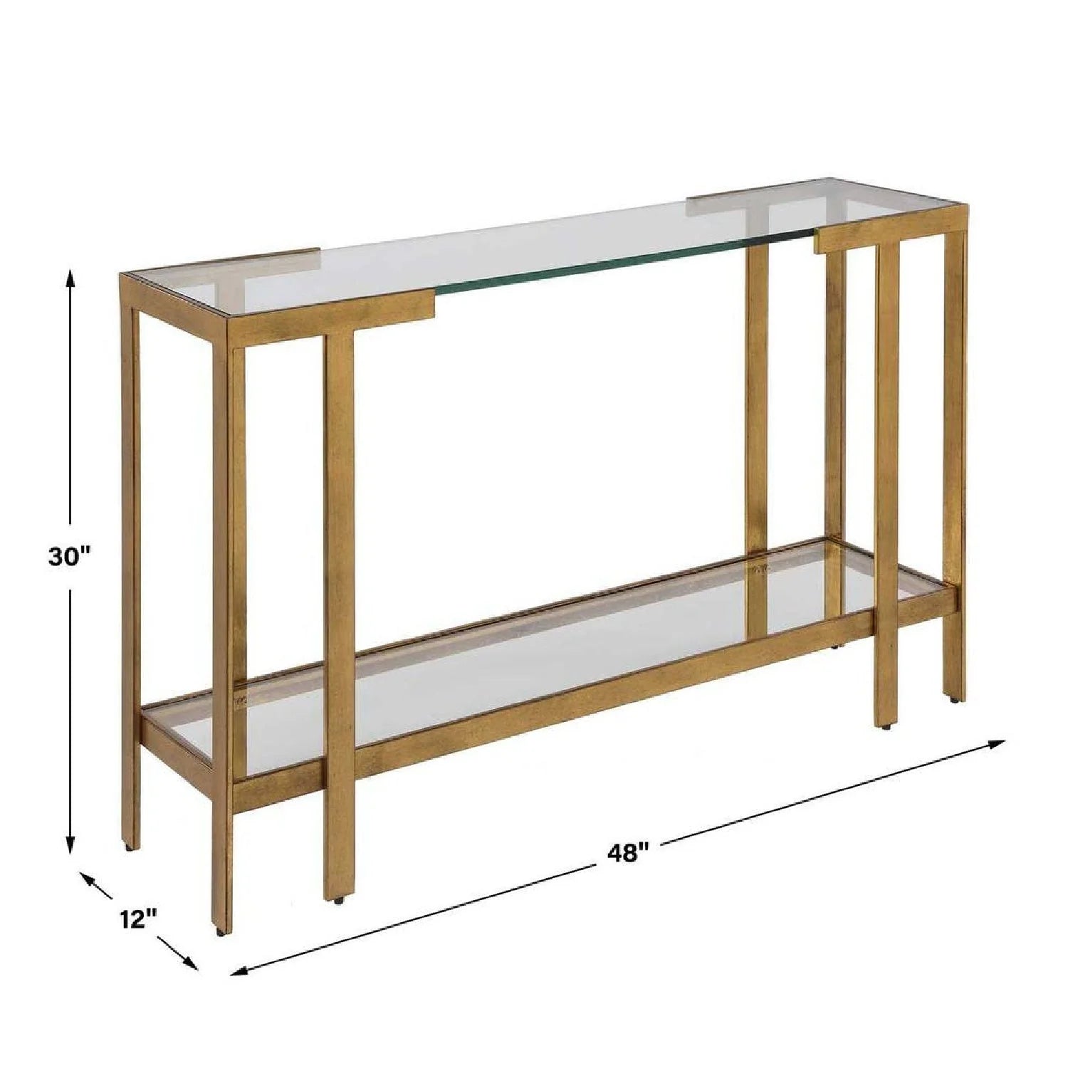 Luxury Gold Framed Glass Console Table Modern Italian Style for Villa