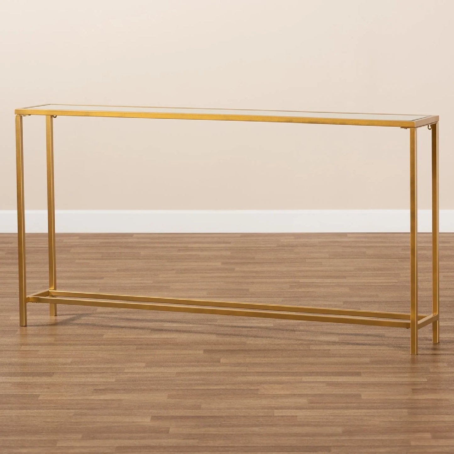 Luxury Gold Framed Glass Console Table Modern Italian Style for Villa