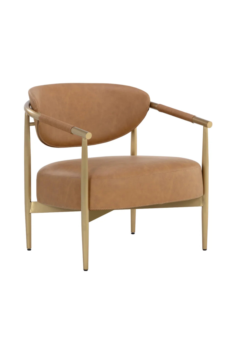 Luxury Gold Framed Leather Lounge Chair European Style for Villa