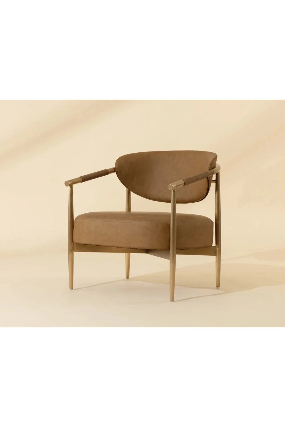 Luxury Gold Framed Leather Lounge Chair European Style for Villa