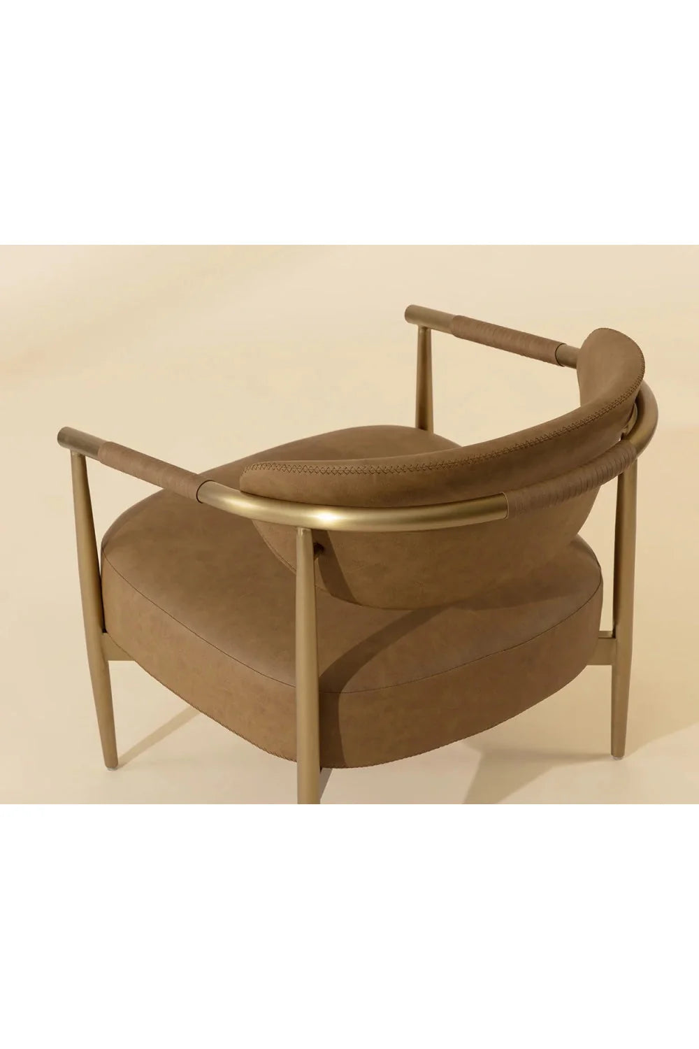 Luxury Gold Framed Leather Lounge Chair European Style for Villa