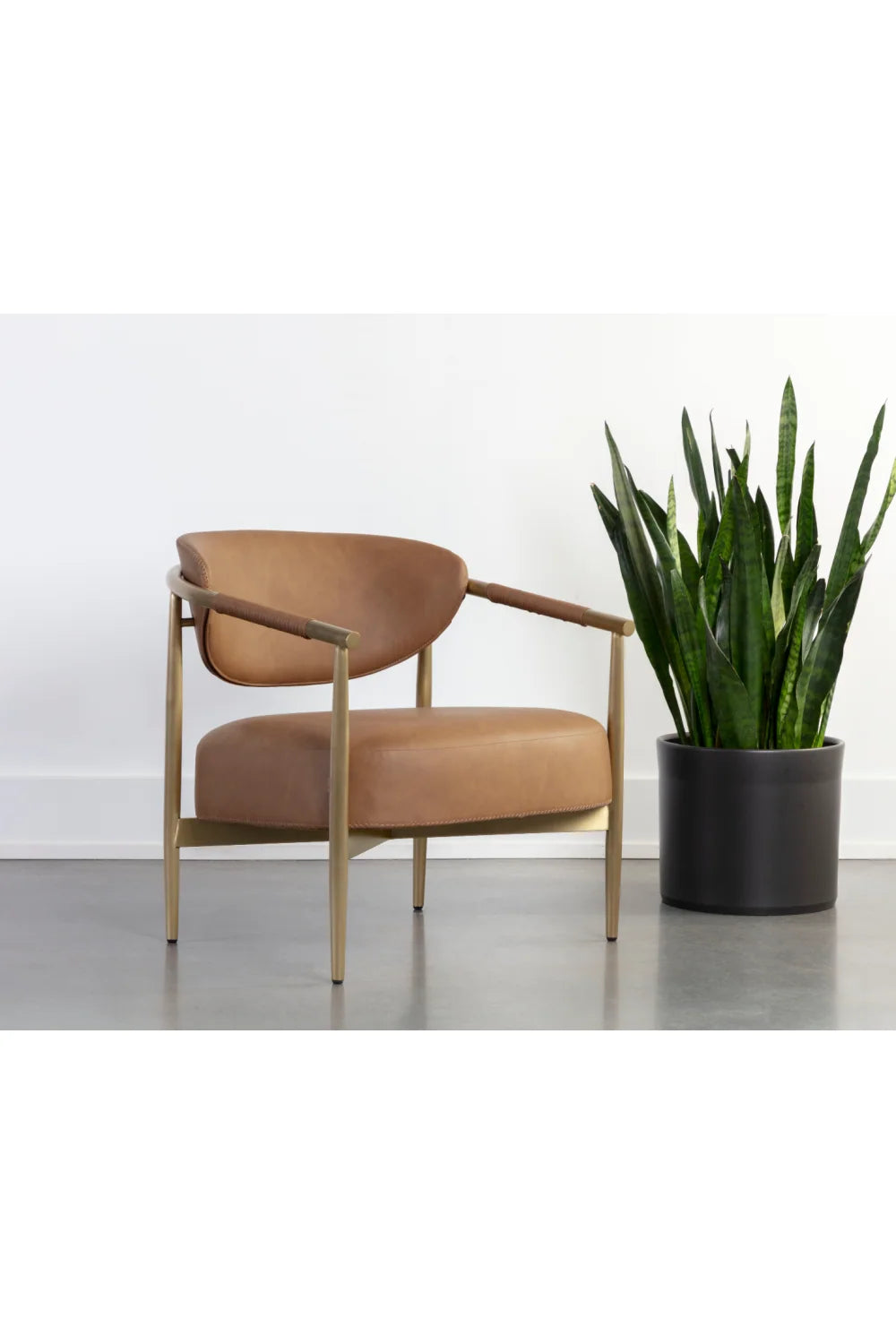 Luxury Gold Framed Leather Lounge Chair European Style for Villa