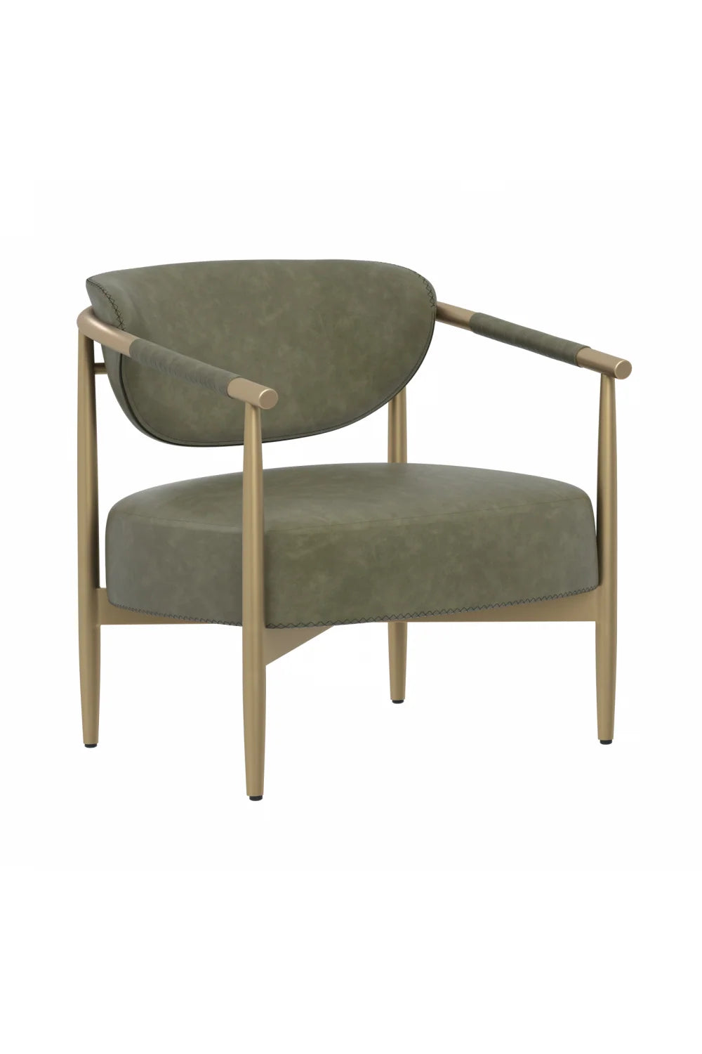 Luxury Gold Framed Leather Lounge Chair European Style for Villa