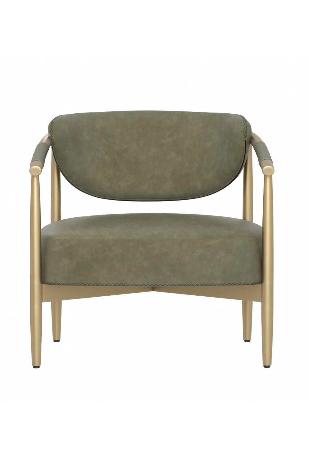 Luxury Gold Framed Leather Lounge Chair European Style for Villa