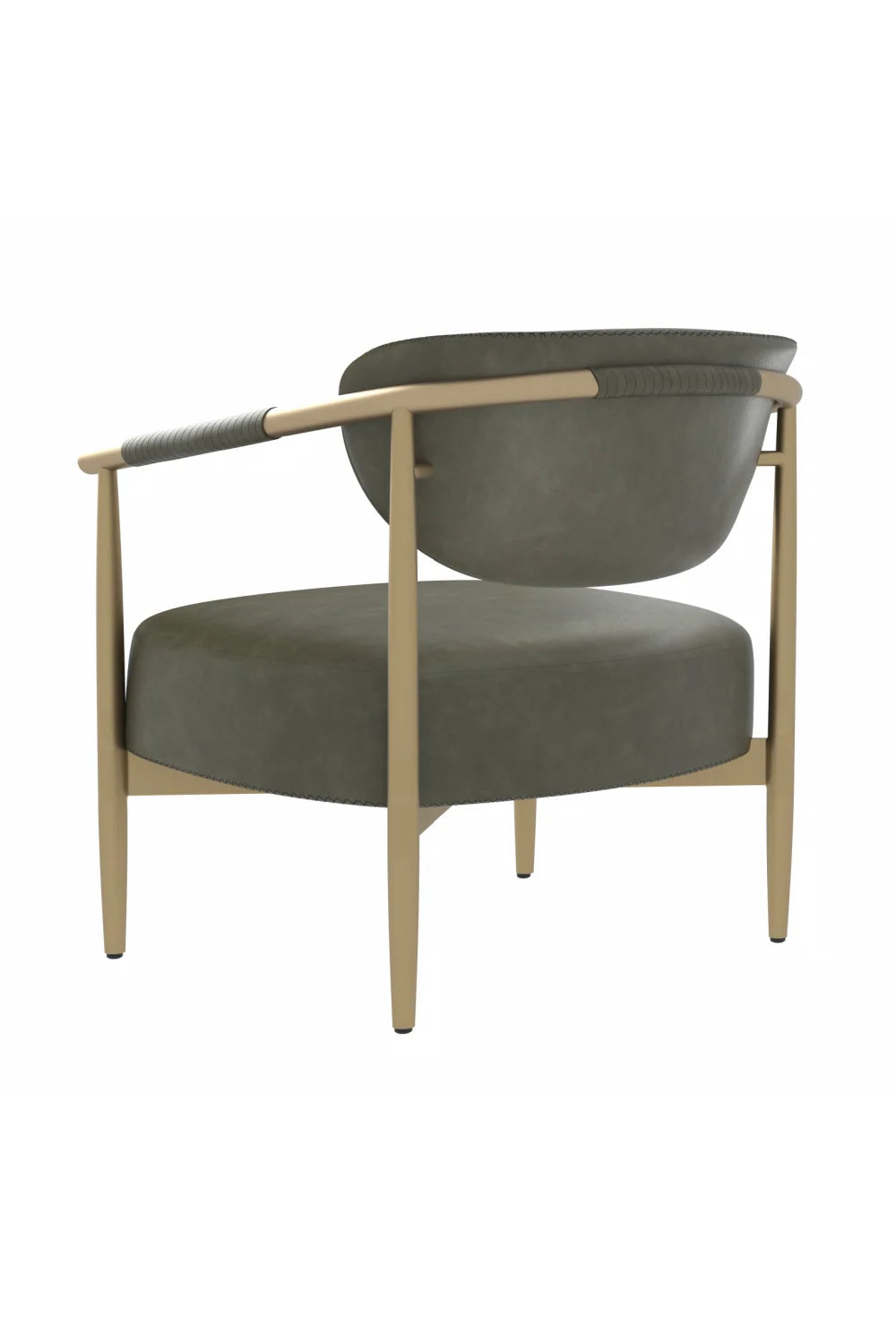 Luxury Gold Framed Leather Lounge Chair European Style for Villa