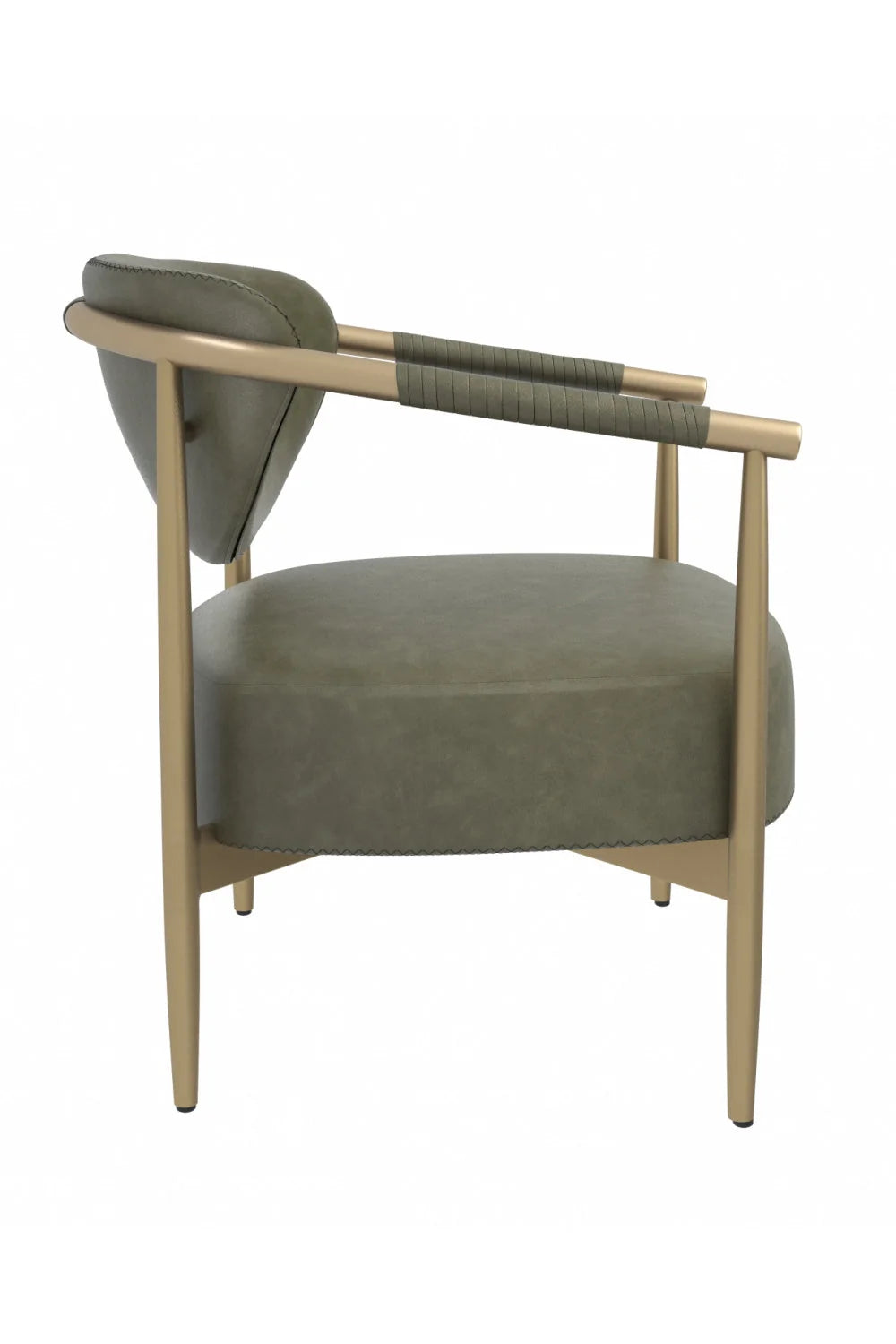 Luxury Gold Framed Leather Lounge Chair European Style for Villa