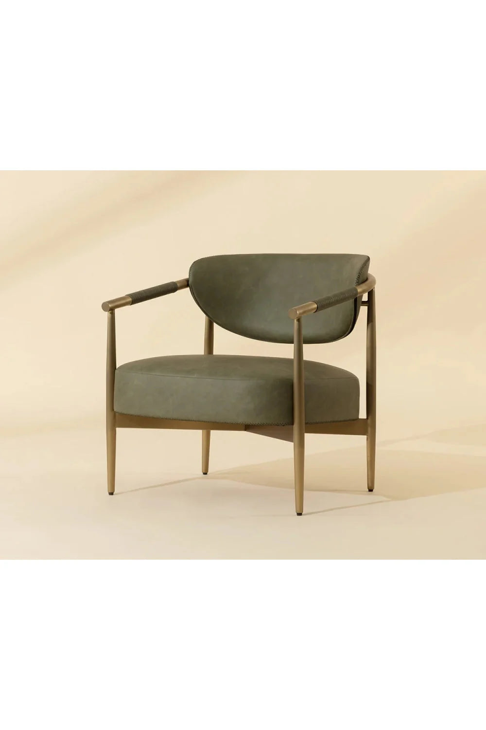 Luxury Gold Framed Leather Lounge Chair European Style for Villa