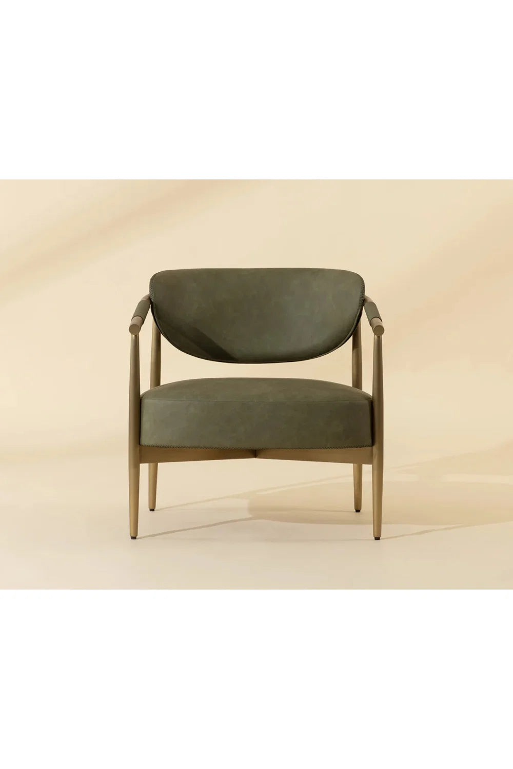 Luxury Gold Framed Leather Lounge Chair European Style for Villa