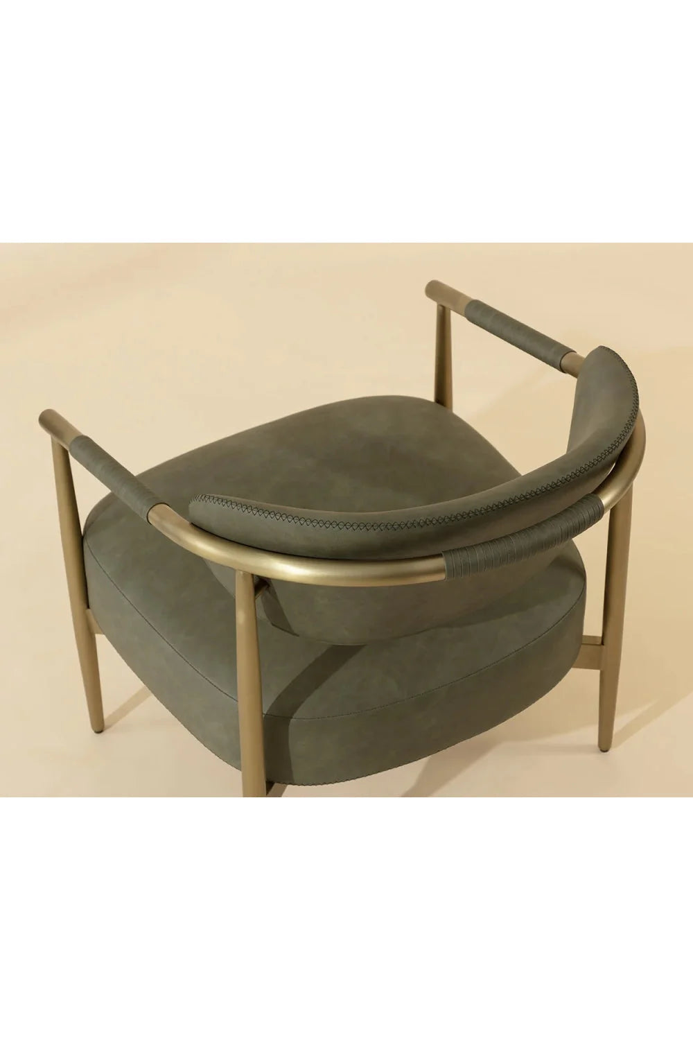 Luxury Gold Framed Leather Lounge Chair European Style for Villa