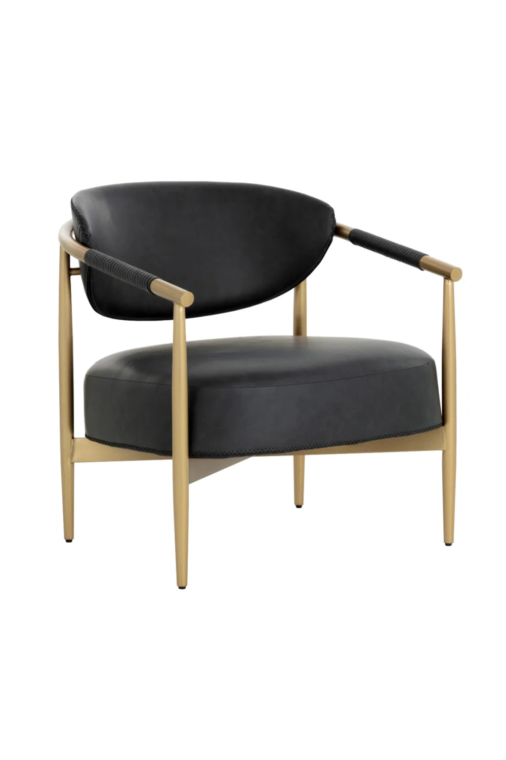Luxury Gold Framed Leather Lounge Chair European Style for Villa