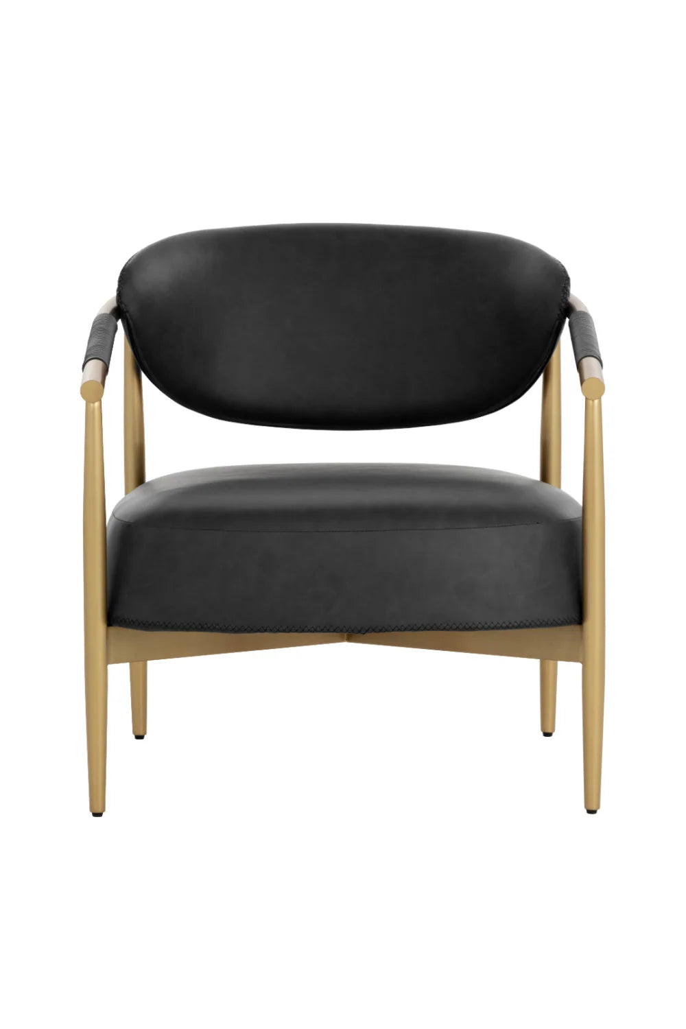 Luxury Gold Framed Leather Lounge Chair European Style for Villa