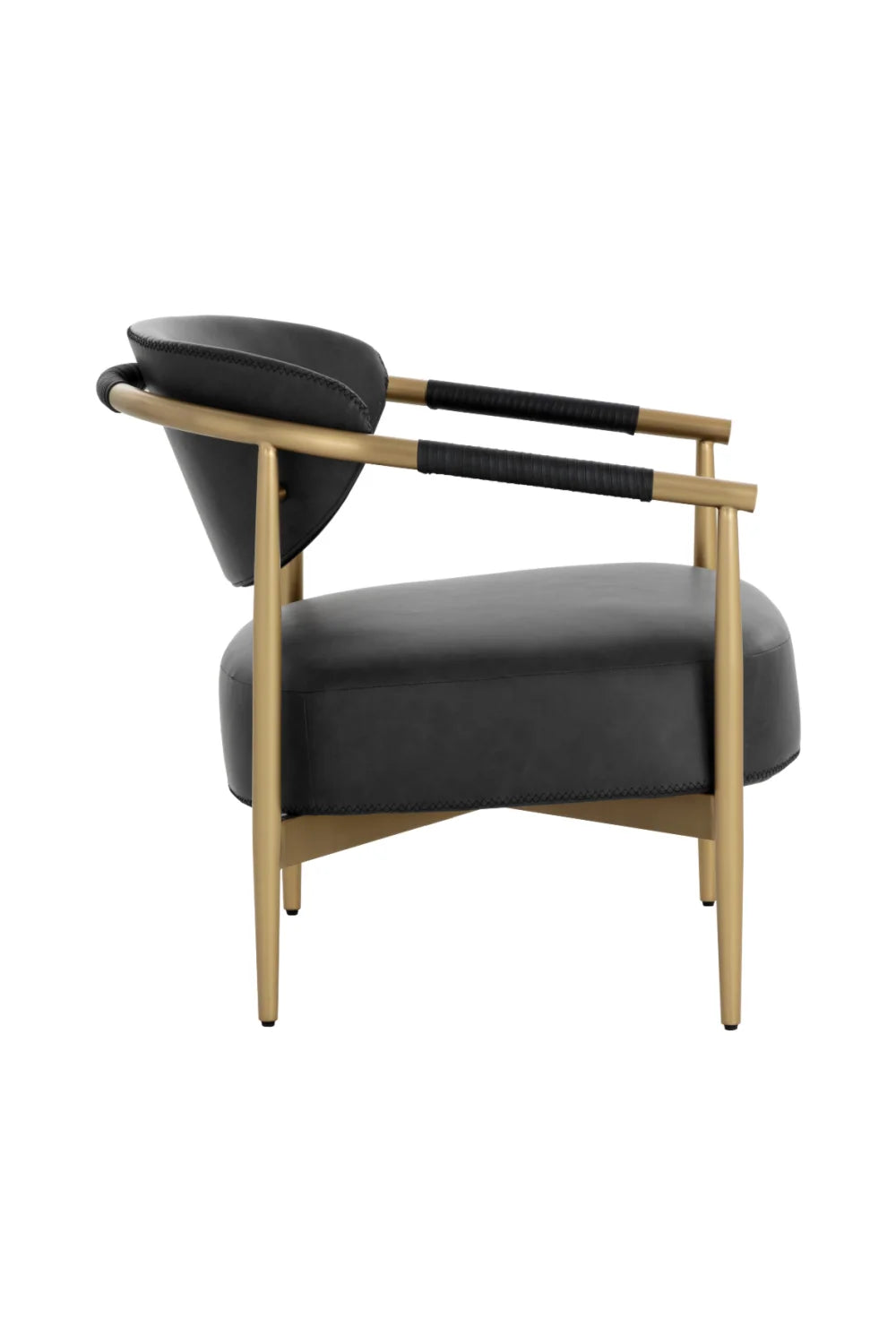 Luxury Gold Framed Leather Lounge Chair European Style for Villa