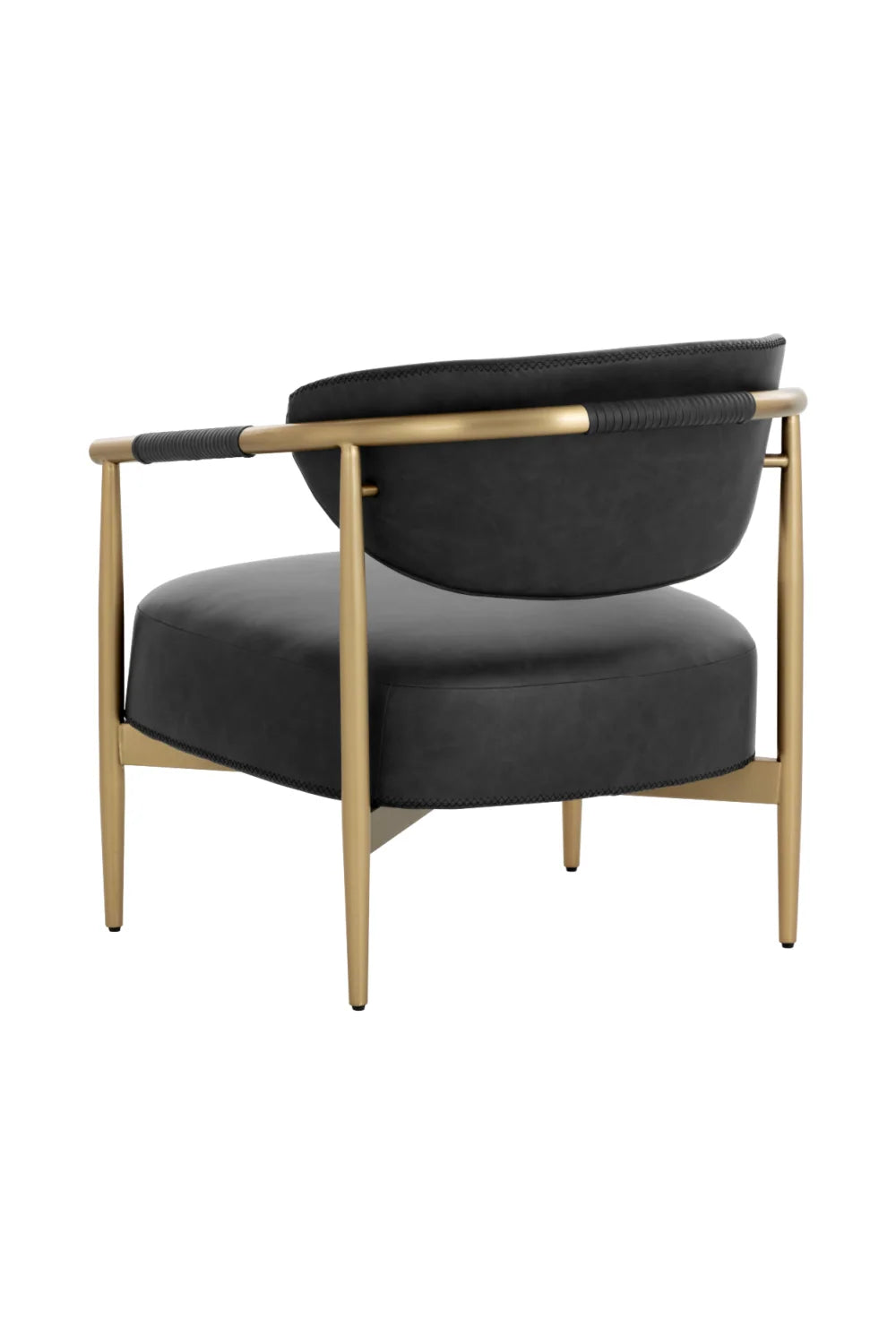 Luxury Gold Framed Leather Lounge Chair European Style for Villa