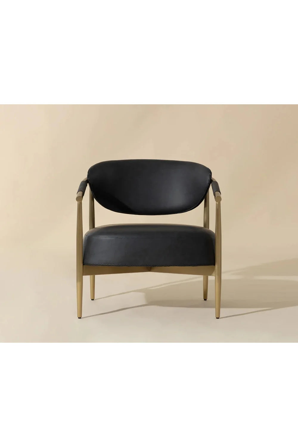 Luxury Gold Framed Leather Lounge Chair European Style for Villa