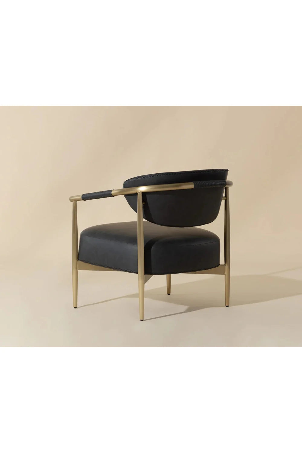 Luxury Gold Framed Leather Lounge Chair European Style for Villa