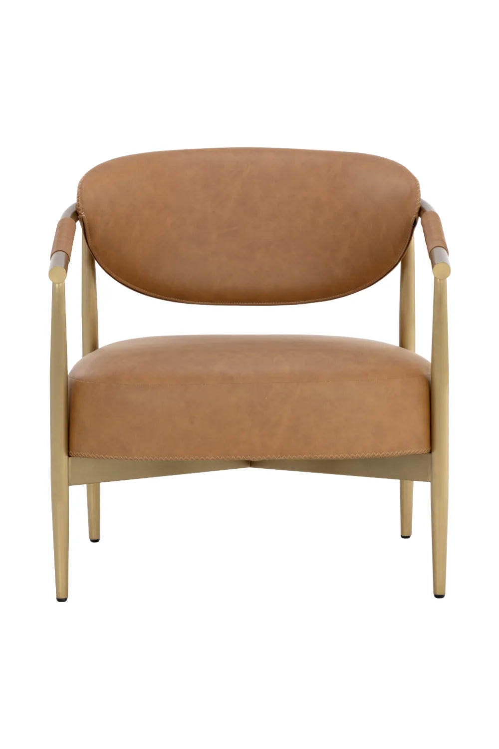 Luxury Gold Framed Leather Lounge Chair European Style for Villa