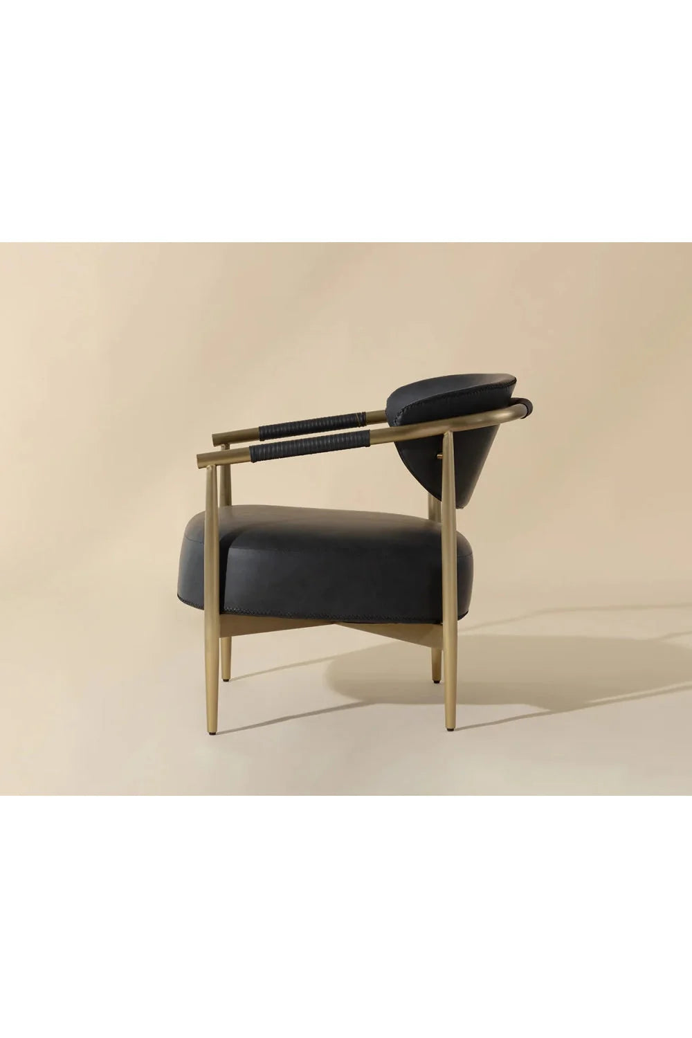 Luxury Gold Framed Leather Lounge Chair European Style for Villa
