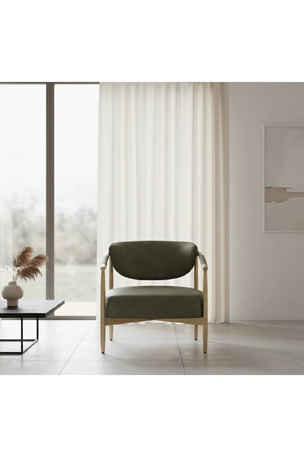 Luxury Gold Framed Leather Lounge Chair European Style for Villa