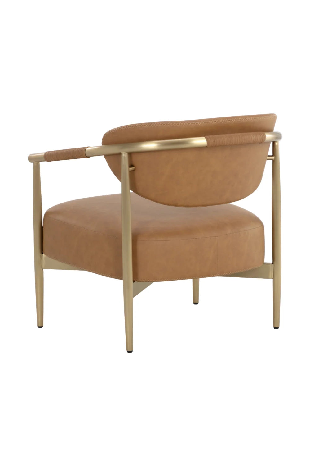 Luxury Gold Framed Leather Lounge Chair European Style for Villa