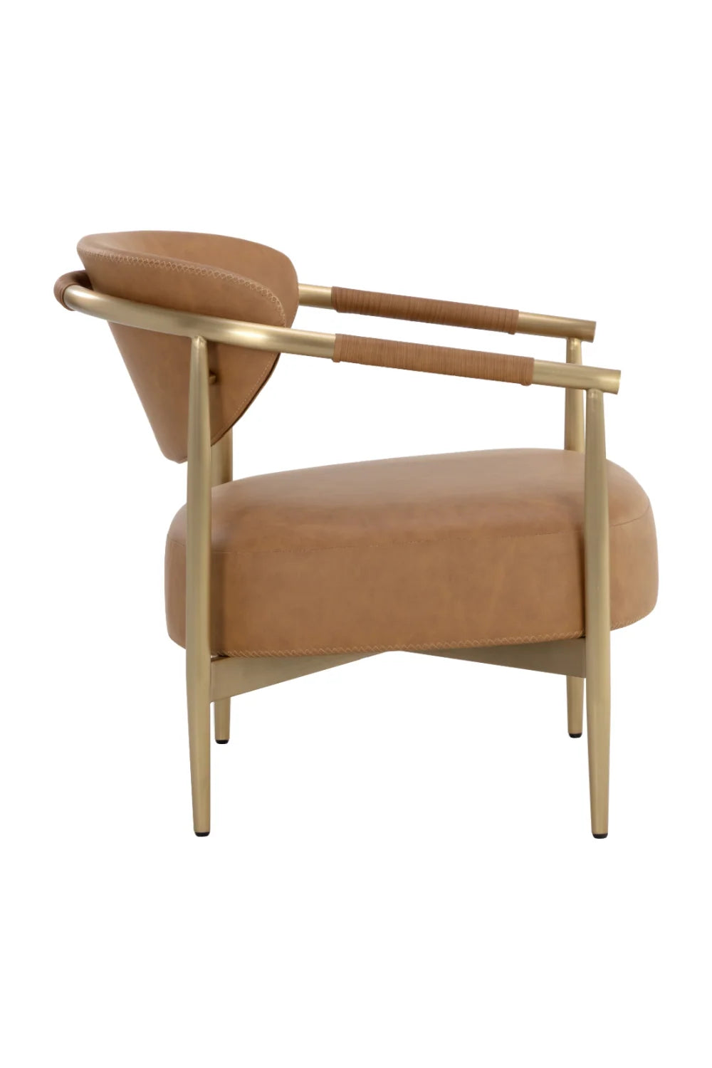 Luxury Gold Framed Leather Lounge Chair European Style for Villa