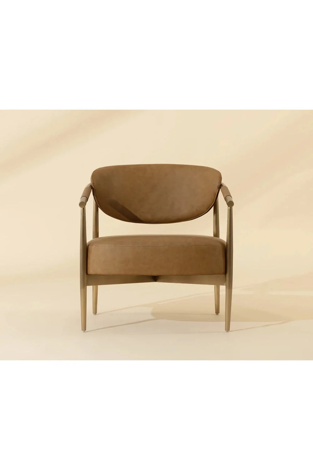 Luxury Gold Framed Leather Lounge Chair European Style for Villa