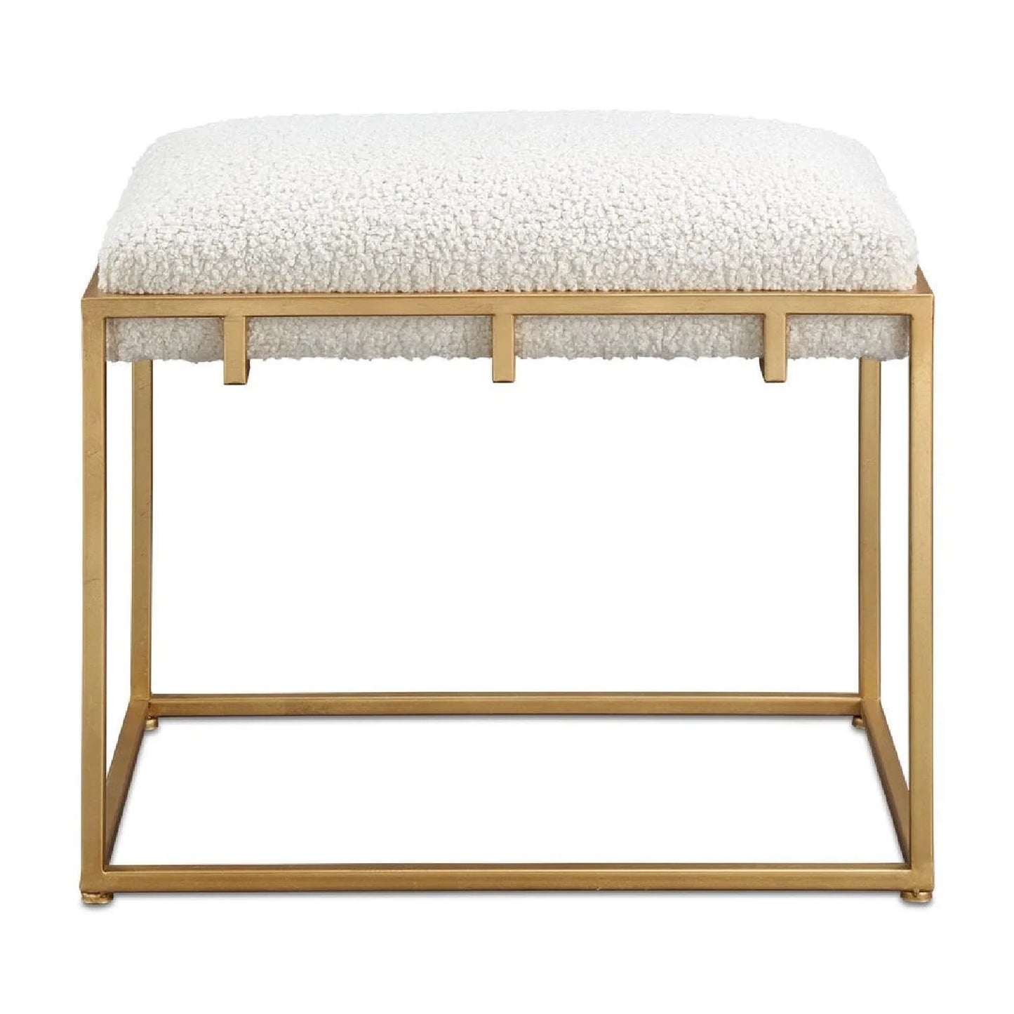 Luxury Gold Framed Shearling Bench European Style for Villa