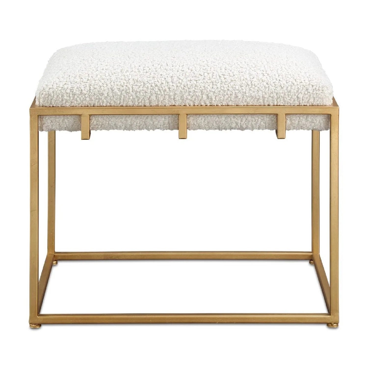 Luxury Gold Framed Shearling Bench European Style for Villa