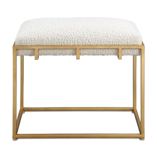 Luxury Gold Framed Shearling Bench European Style for Villa