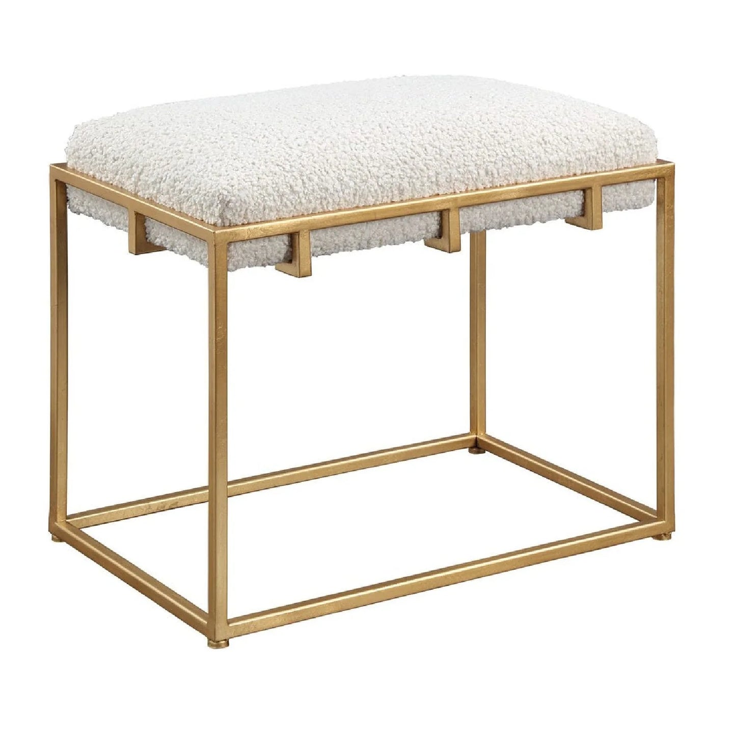 Luxury Gold Framed Shearling Bench European Style for Villa