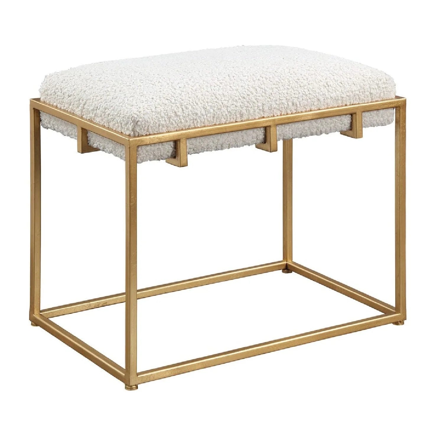 Luxury Gold Framed Shearling Bench European Style for Villa