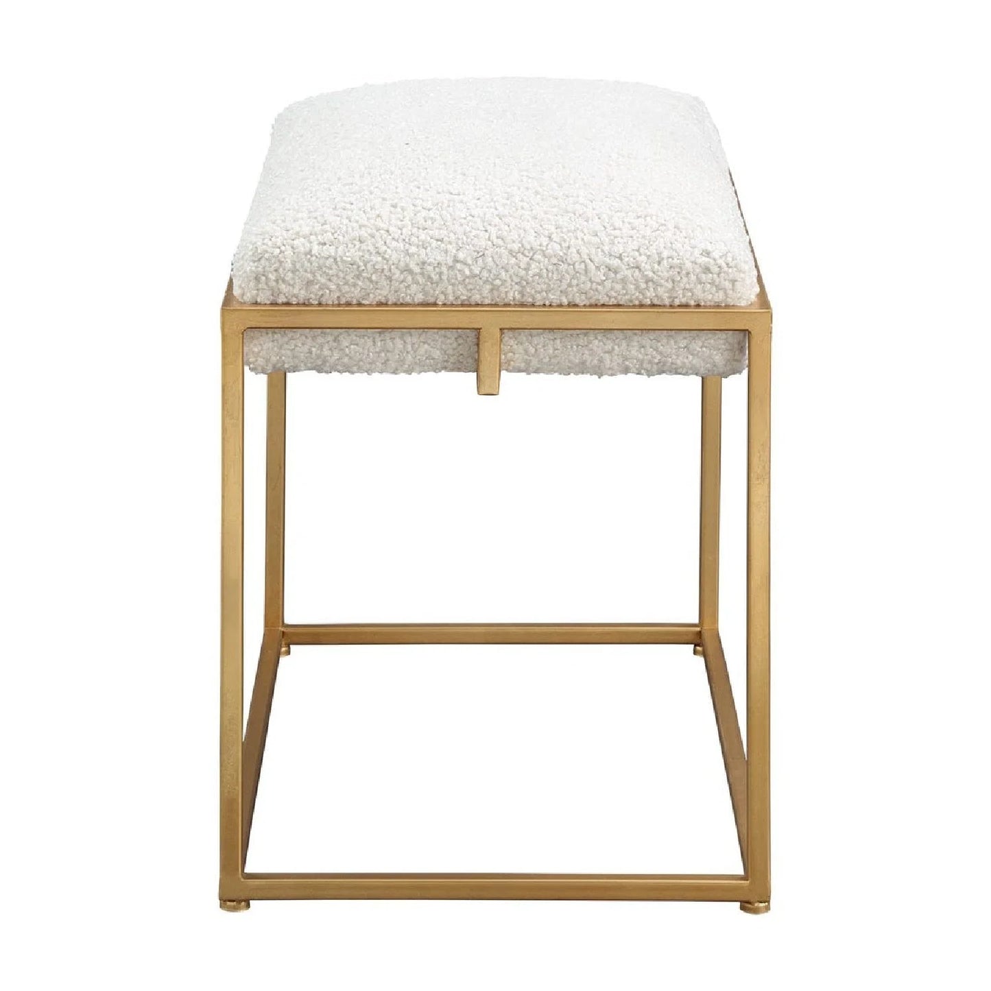 Luxury Gold Framed Shearling Bench European Style for Villa